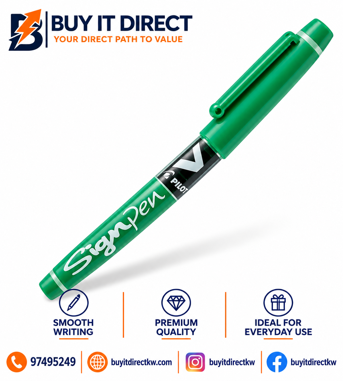 Pilot V sign Pen Green
