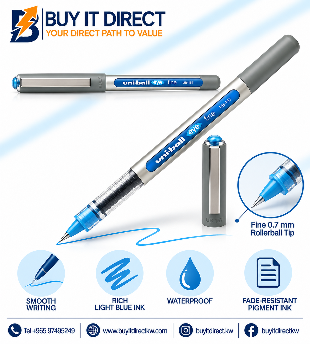 uni-ball Eye Fine Light Blue Pen