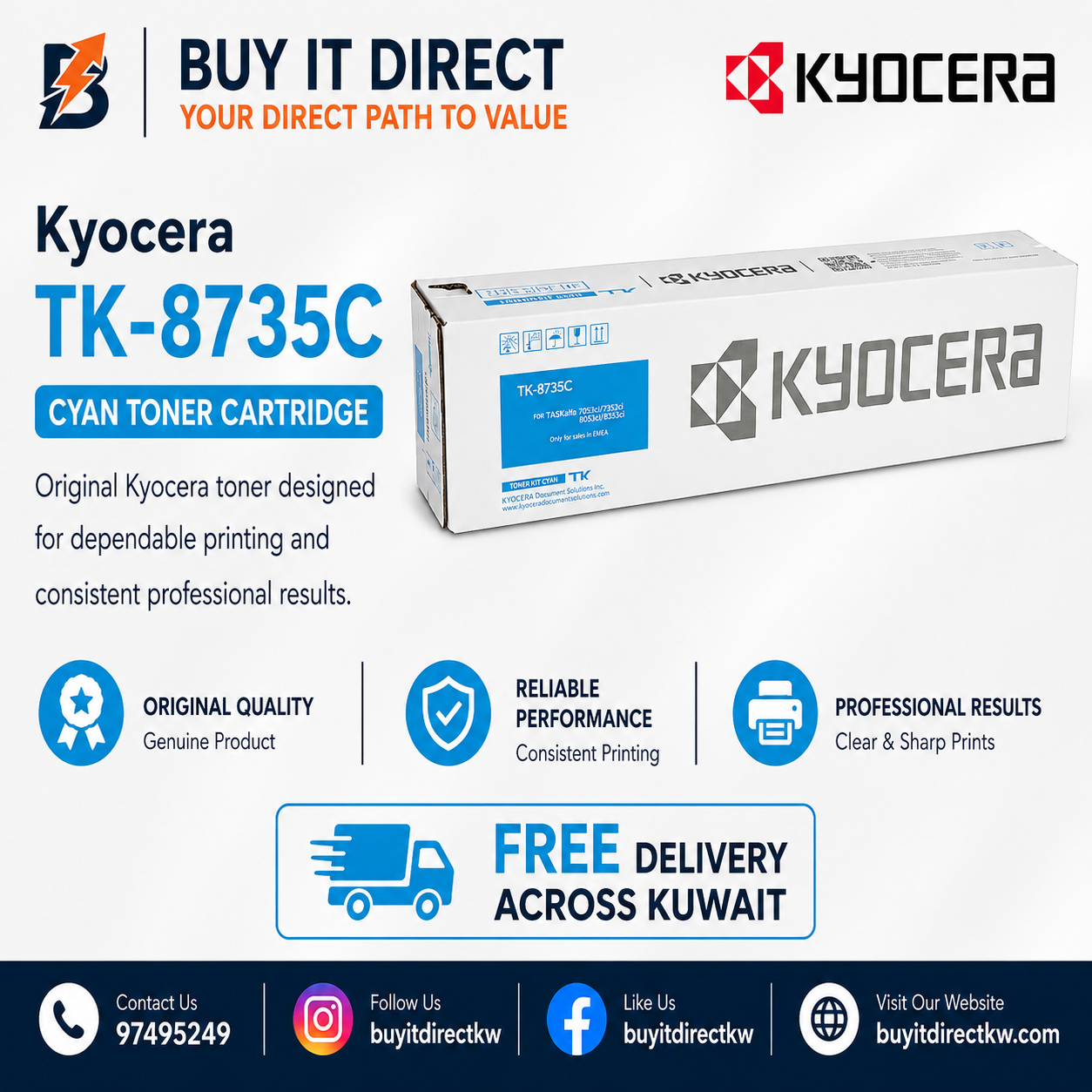 Kyocera TK8735C Cyan Toner Cartridge