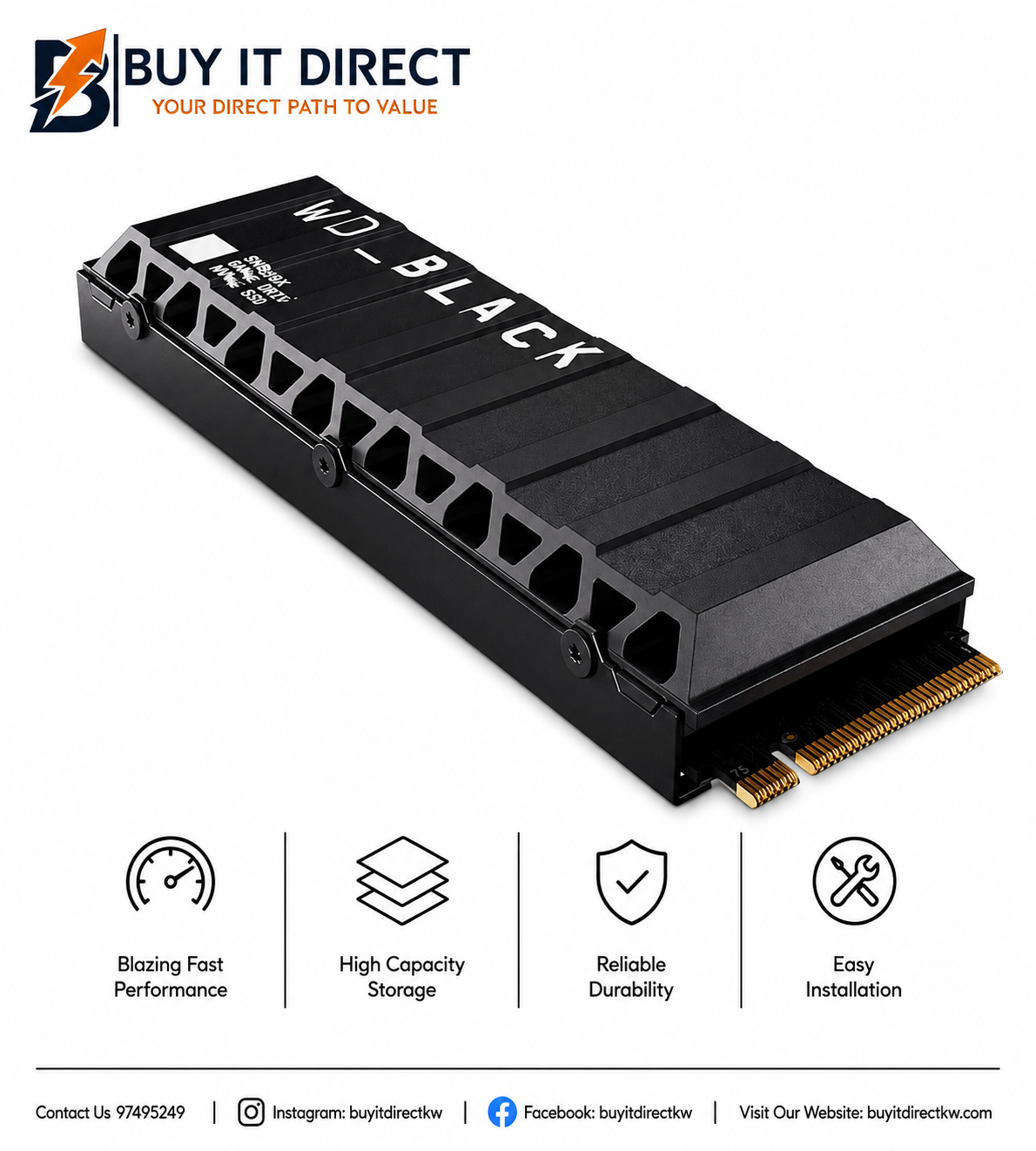WD Black SN850X 2TB M2 NVMe SSD with Heatsink PCIe Gen4 7300MBs