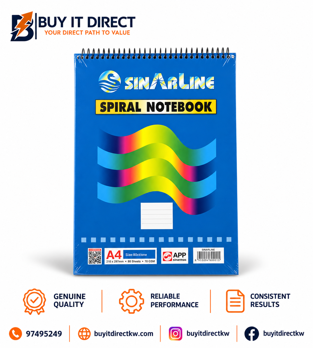 Spiral 70 Sheets Notebook A4