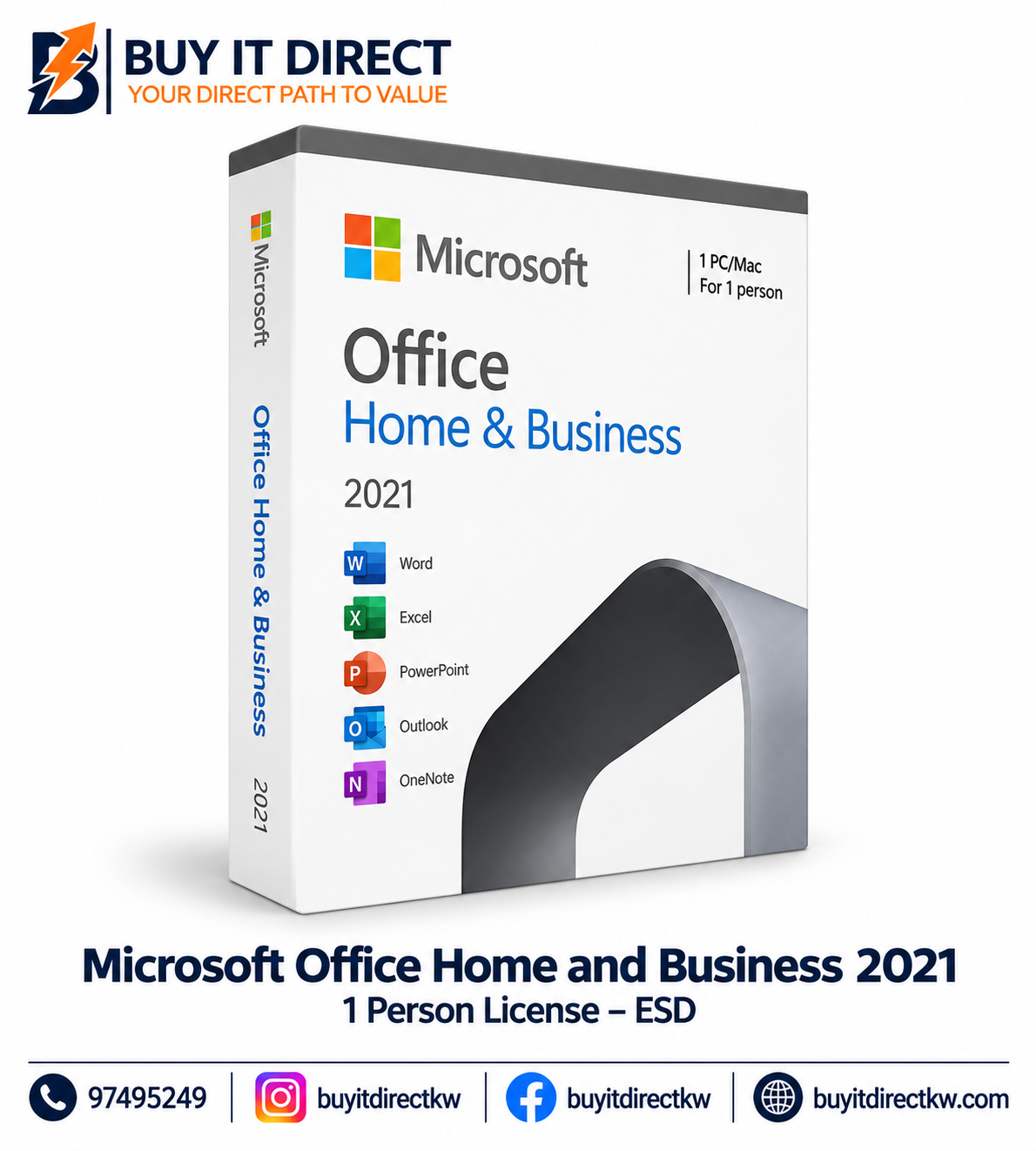 Microsoft Office Home and Business 2021 – 1 Person License – ESD