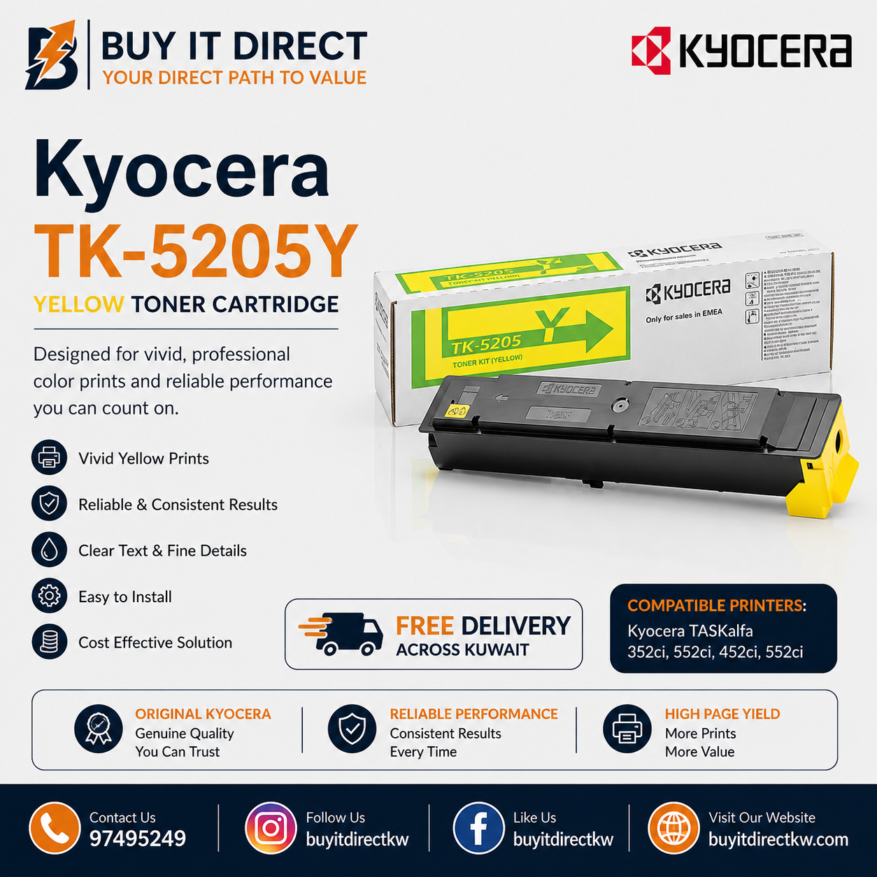 Kyocera TK5205Y Yellow Toner Cartridge