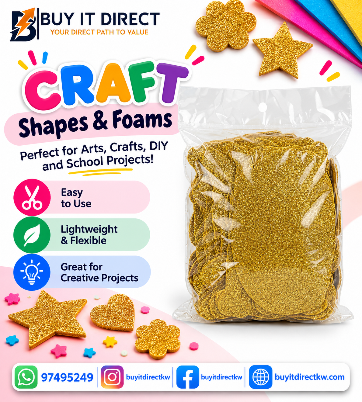 Gold Glitter Alphabet Foam 