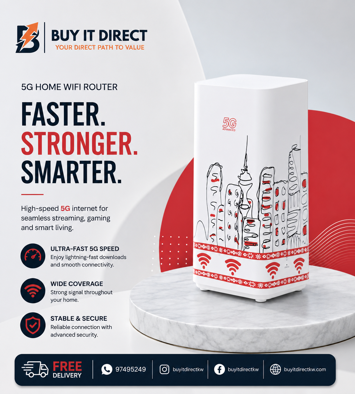 راوتر أوريدو هواوي CPE Pro 6 H165 383 بتقنية 5G وWiFi 7 بسرعة تصل إلى 11.7 جيجابت في الثانية