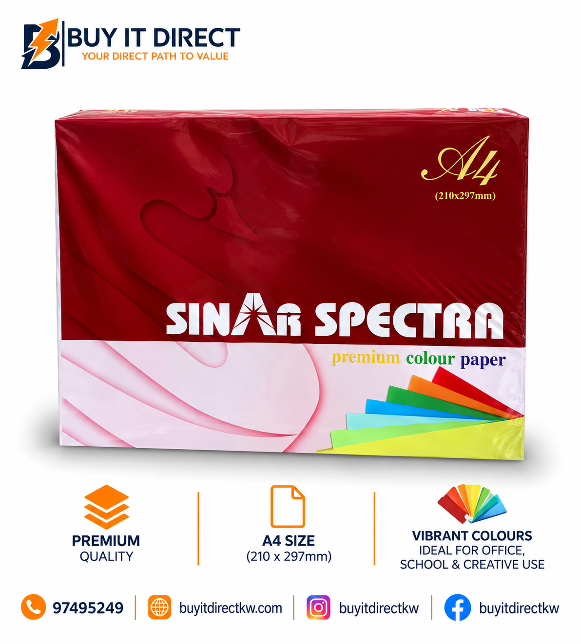 SINAR SPECTRA IT 140 Rose A4 Colour Paper – 80 GSM, 500 Sheets