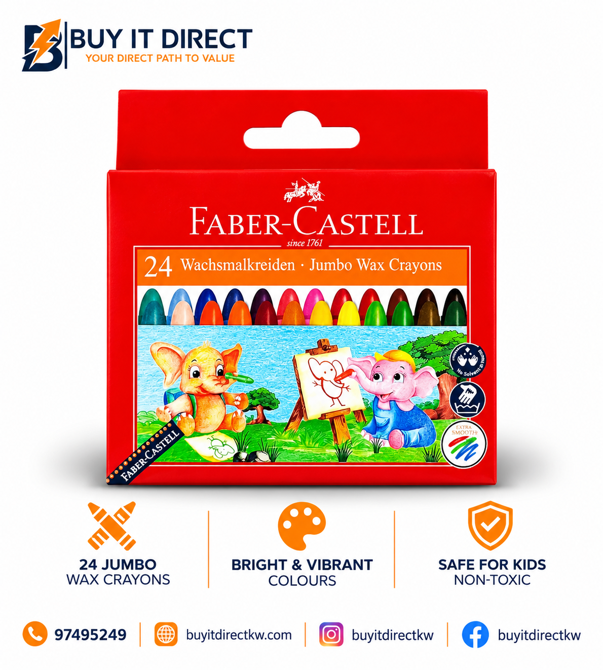 Faber Castell 24 Jumbo Wax Crayons