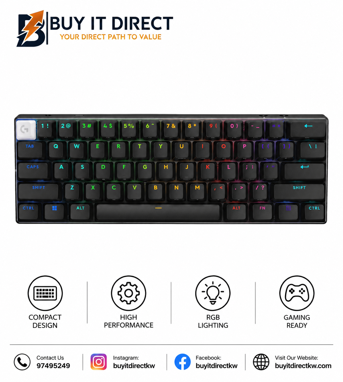 Logitech G PRO X 60 LIGHTSPEED Wireless Gaming Keyboard Tactile Black