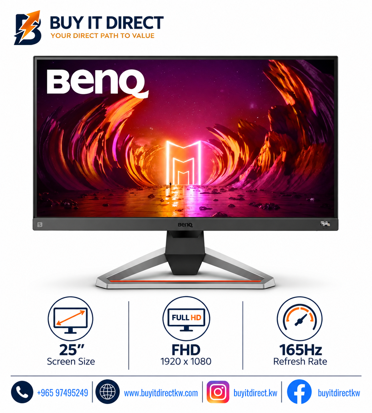 شاشة الألعاب BenQ MOBIUZ EX2510S ‏25 بوصة FHD IPS بتردد 165Hz