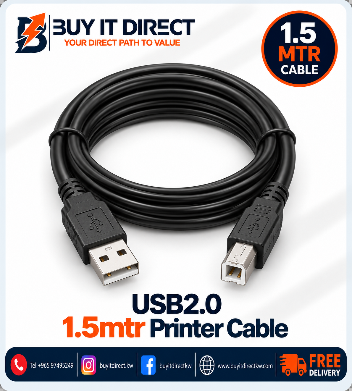 USB 2.0 1.5mtr Printer Cable