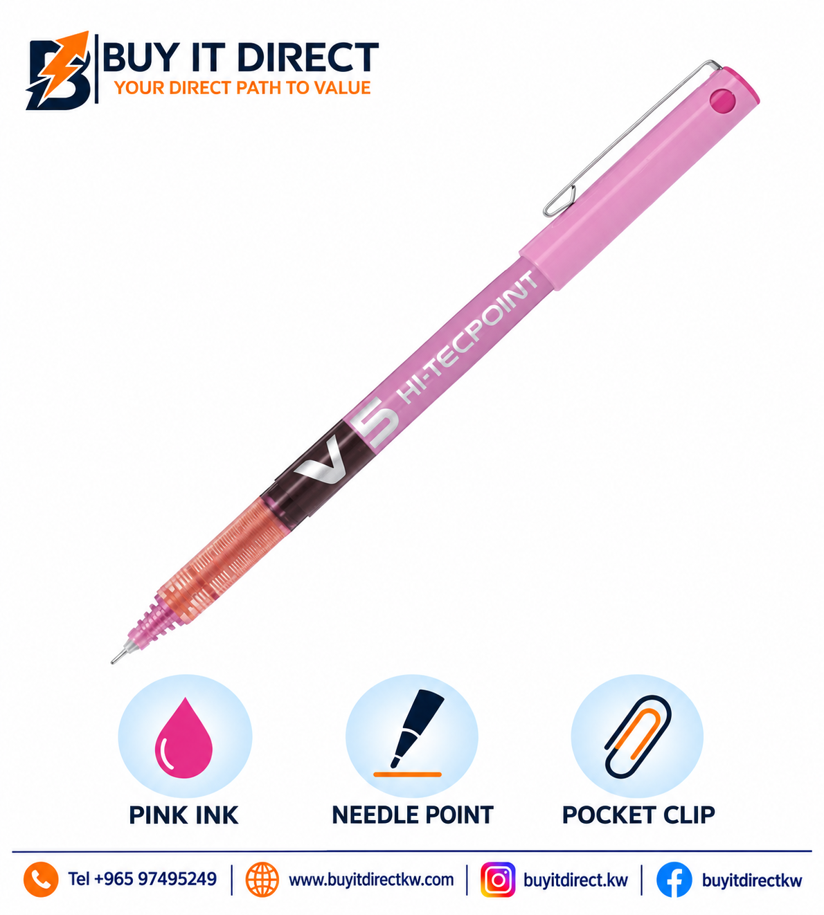 قلم Pilot Hi-Tecpoint V5 وردي