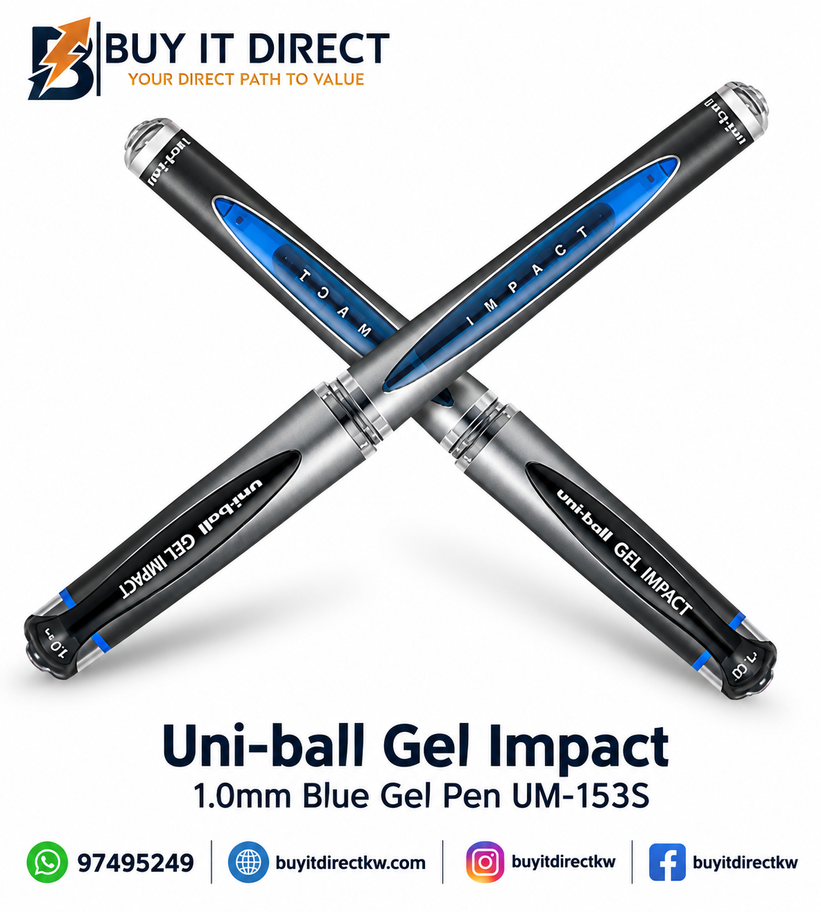 قلم Uni-ball Gel Impact أزرق 1.0 مم