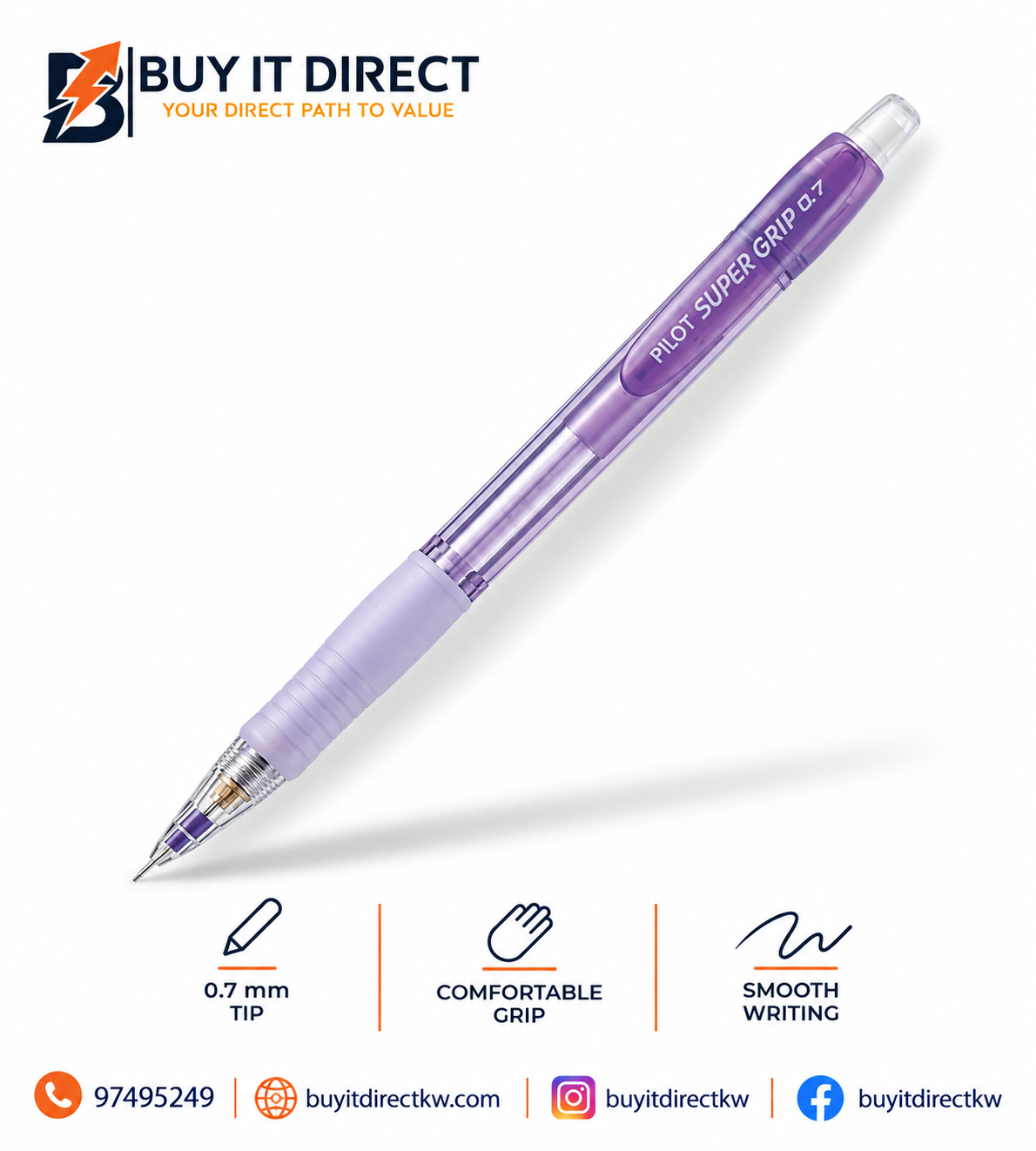 Pilot Super Grip 0.7mm Neon Violet Mechanical Pencil