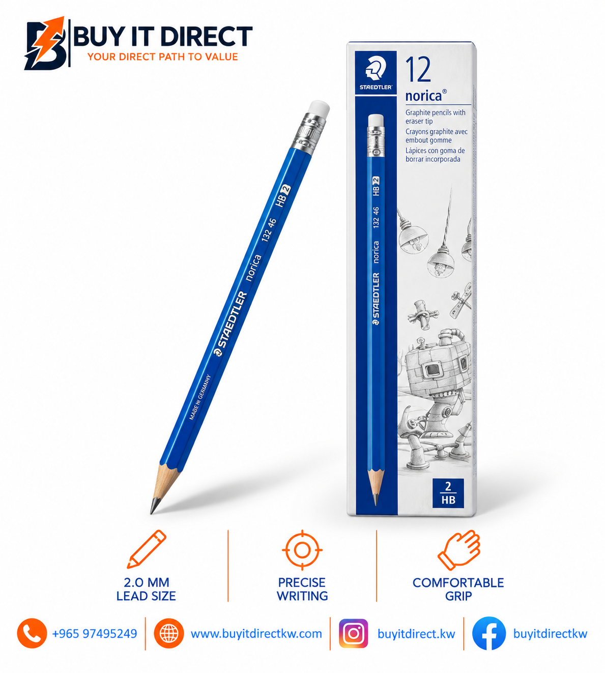 STAEDTLER Norica HB Graphite Pencils – 12 Pcs