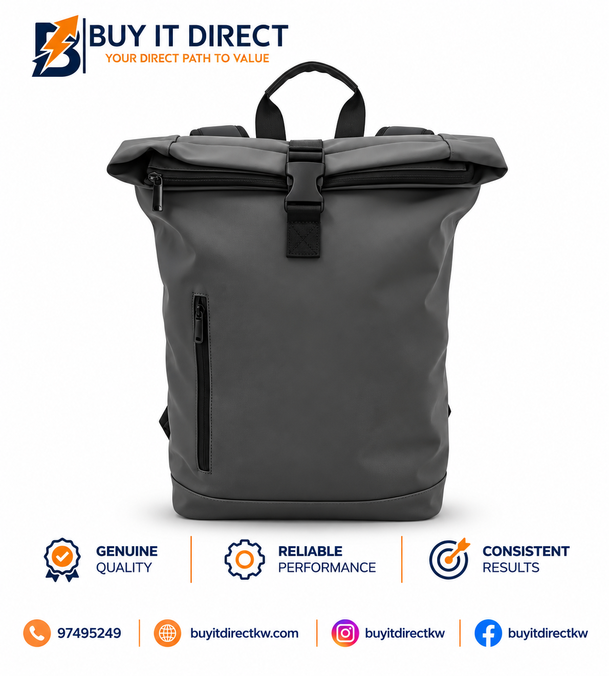 ROLLTOP BAG Trendy Waterproof Backpack with Padded Laptop Pocket