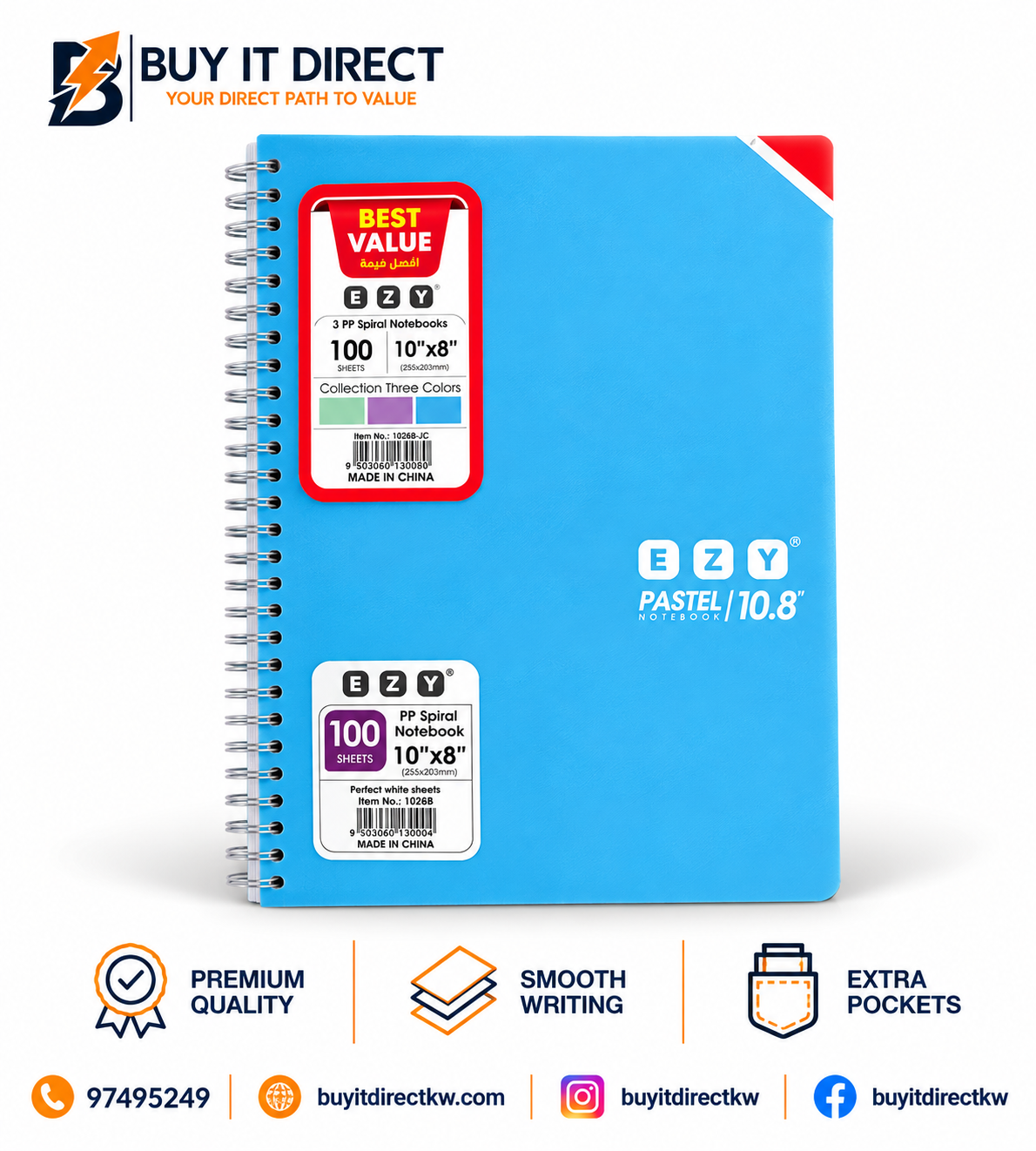 100 Sheets 10x8 3 Notebooks