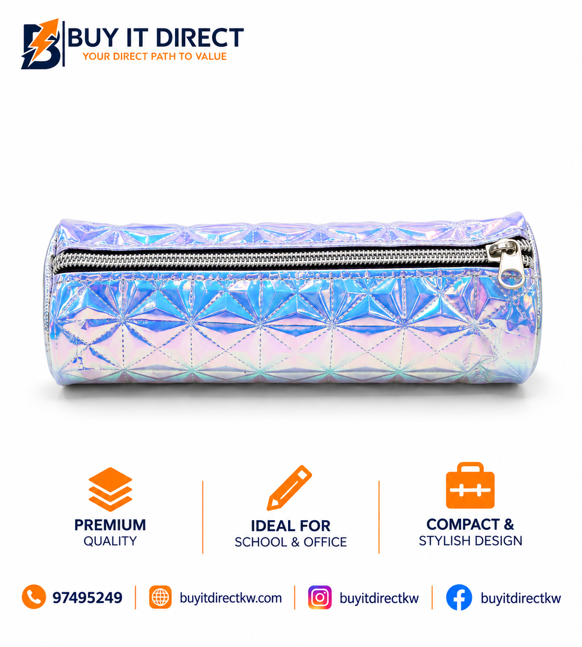 Pencil Case Holographic Diamond Design