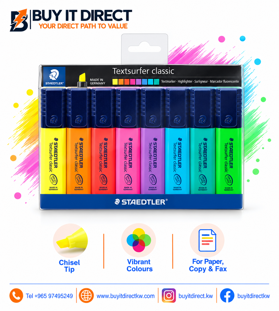 STAEDTLER Textsurfer Classic Highlighter Set – 8 Pcs
