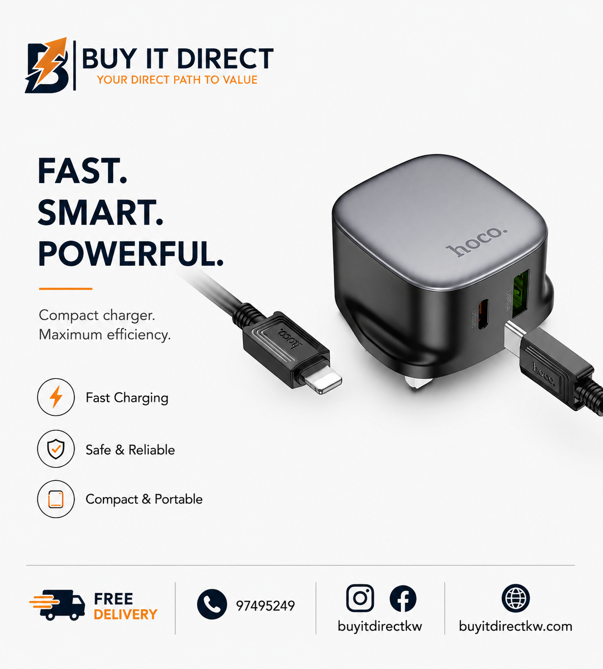 شاحن حائط CS32B بقوة 20 واط مع منفذي USB ودعم PD و QC3.0 مع مجموعة كابل PD