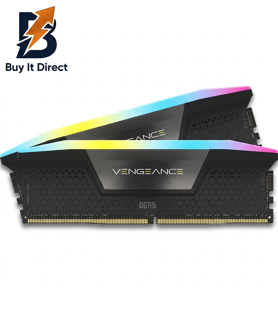 ذاكرة وصول عشوائي Corsair VENGEANCE RGB DDR5 بسعة 96 جيجابايت وتردد 6400 ميجاهرتز، (قطعتان × 48 جيجابايت) CL32، لون أسود