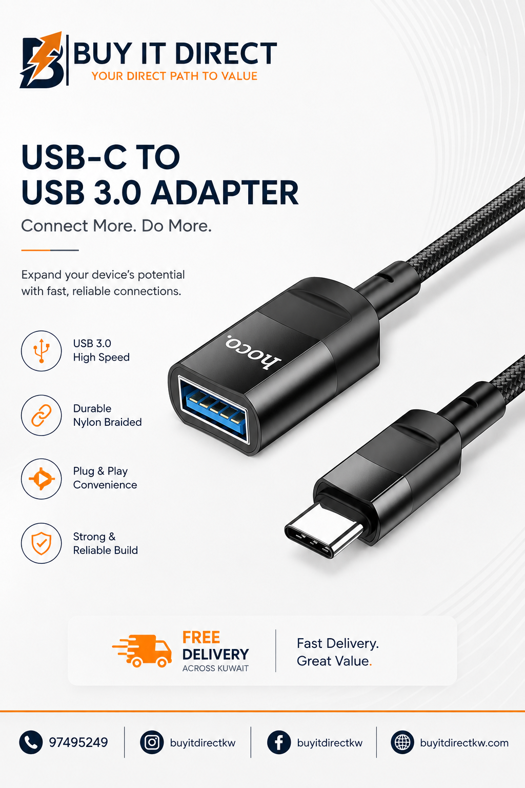U107 Type C Male to USB Female USB 3.0 Charging Data Sync Extension Cable