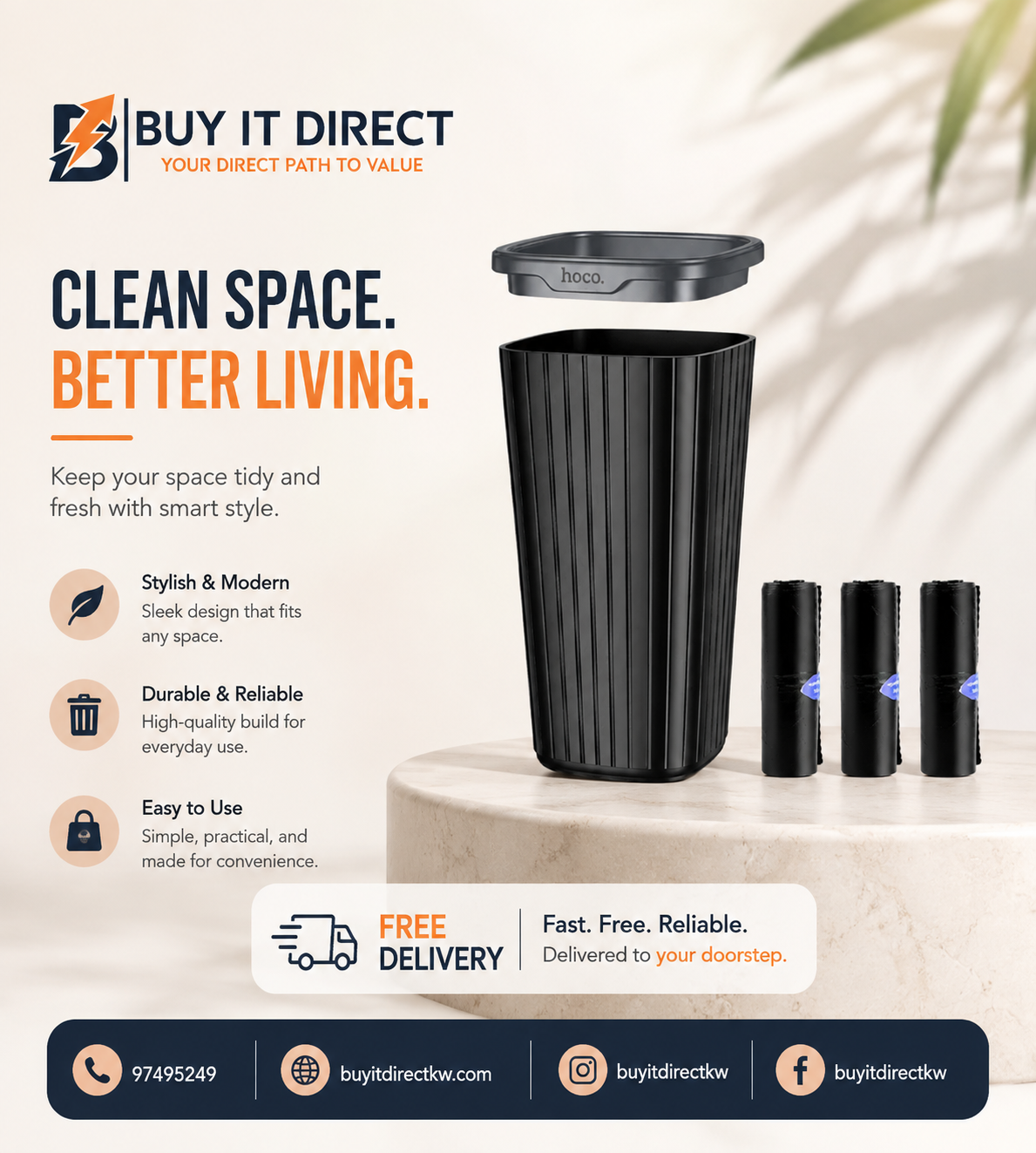 HOCO ZP12 Flash Can Small 800ml Car Trash Bin