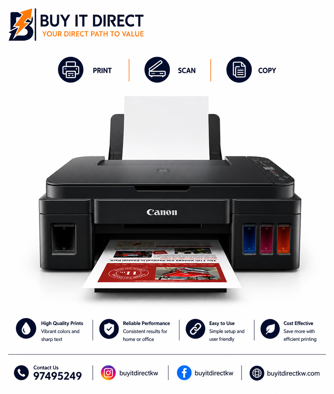 طابعة Canon PIXMA G3410 MegaTank متعددة الوظائف A4 مع Wi-Fi