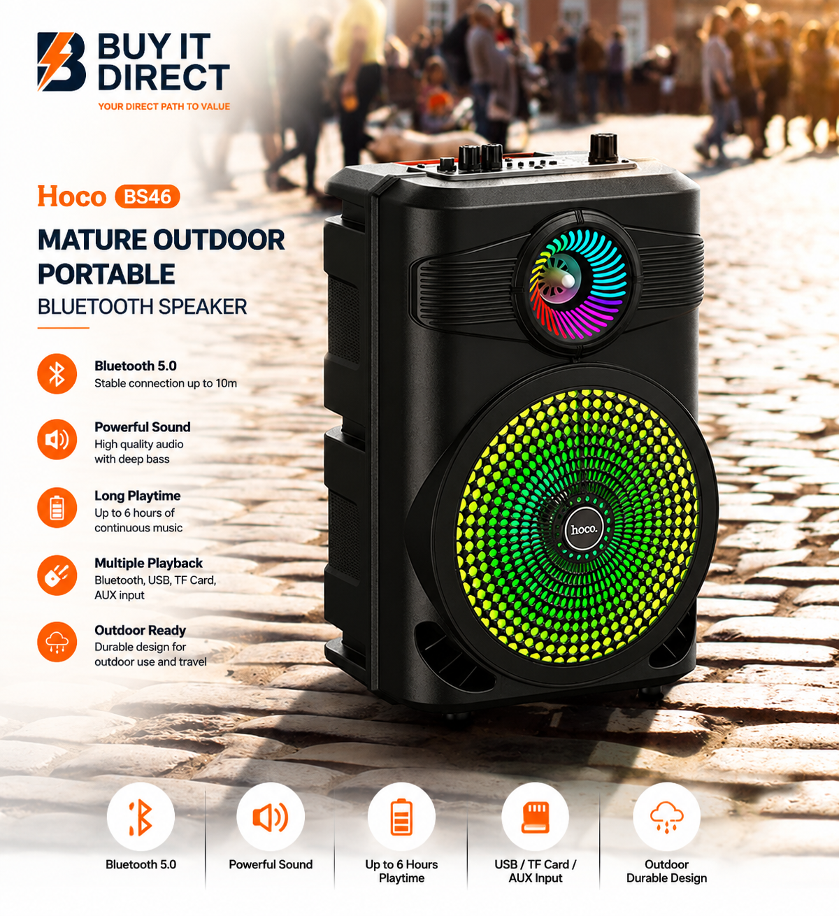 Hoco BS46 Mature Outdoor Portable Bluetooth Speaker