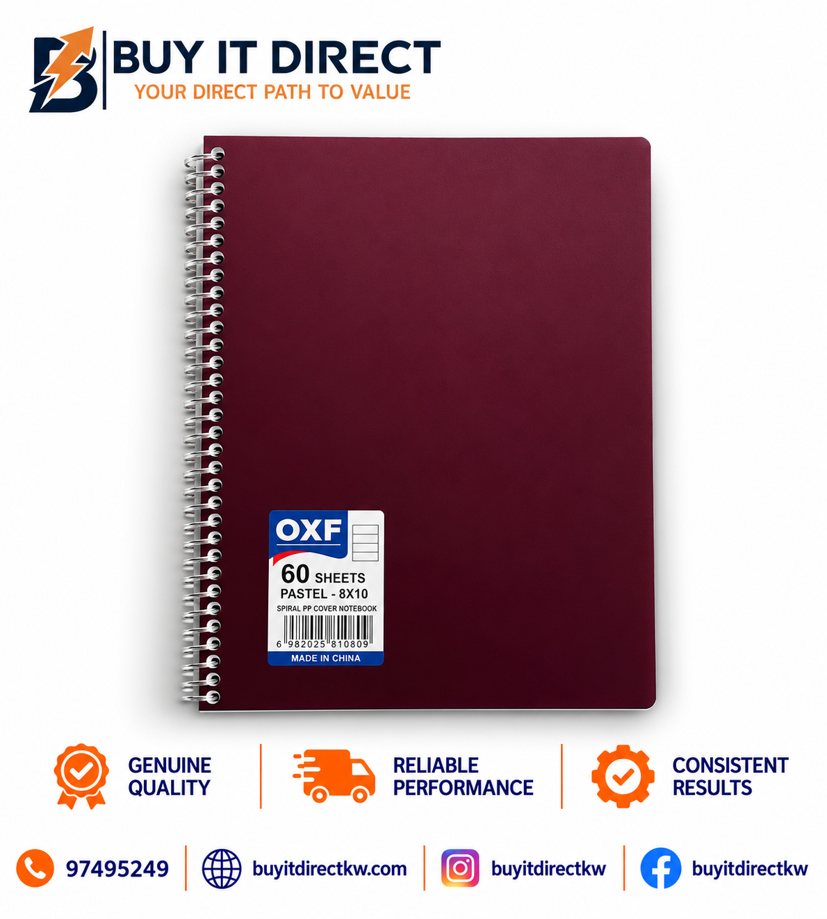 Oxford Spiral Cover Notebook 60 Sheets