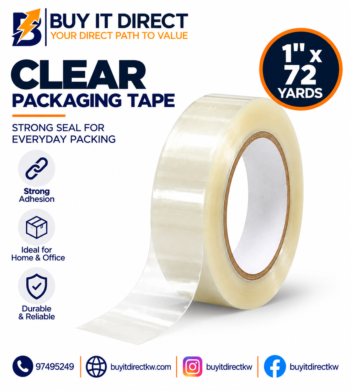 Clear Tape 1 Inch 72 Yards