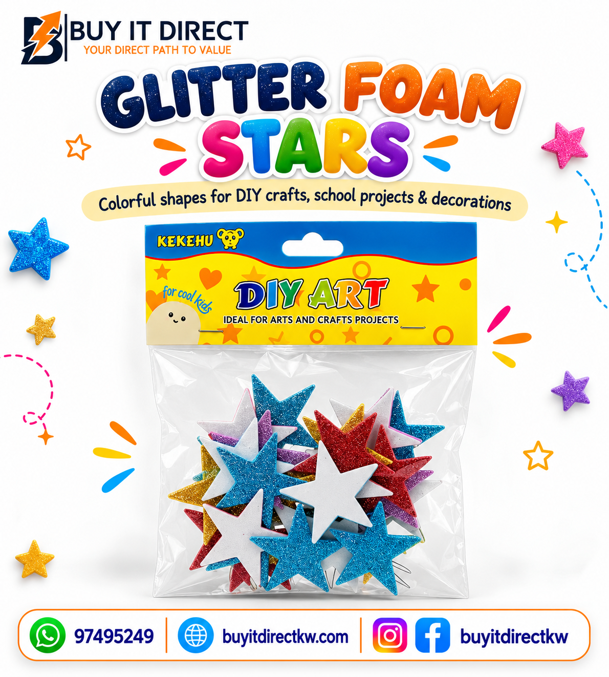 Small Foam Shapes - Glitter Stars