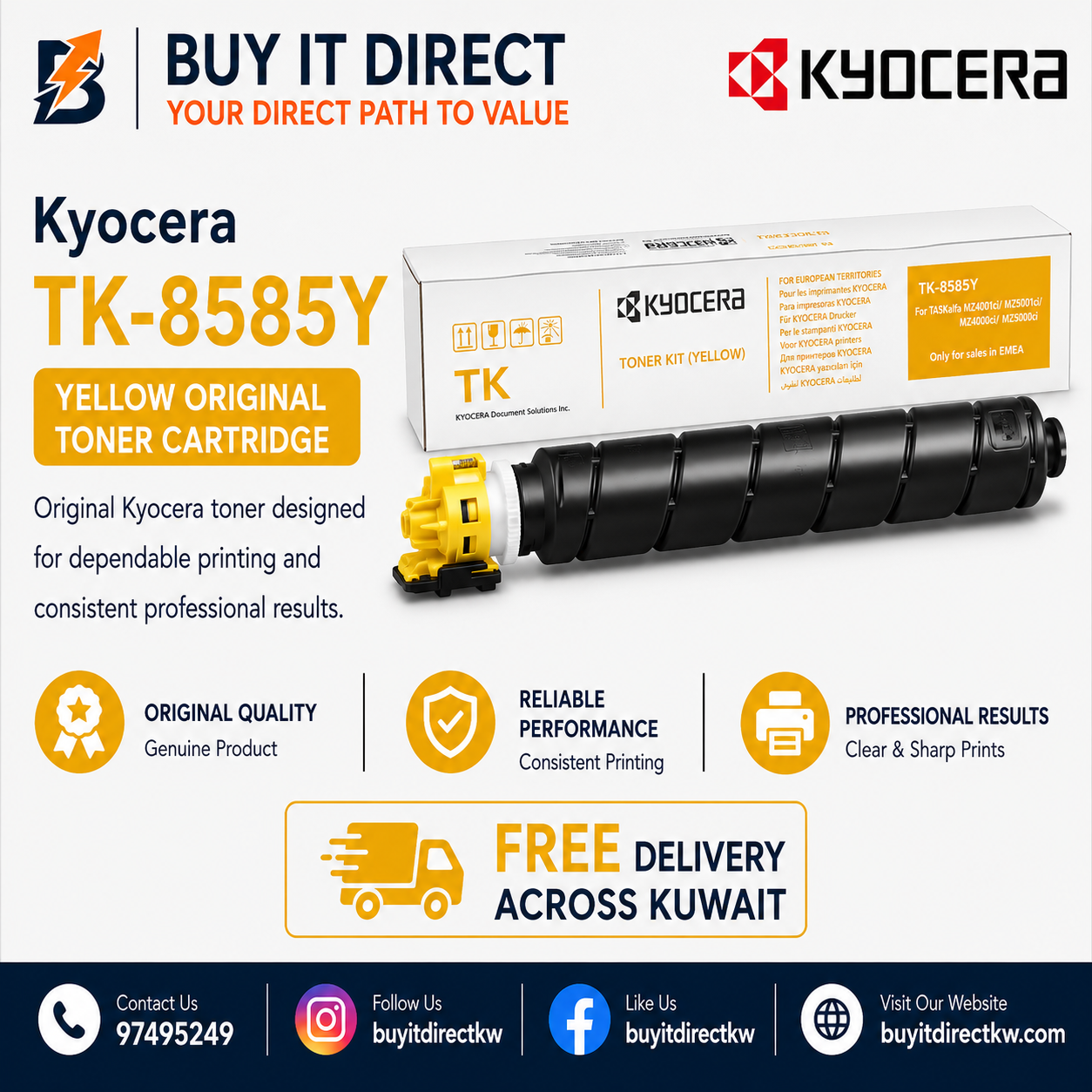 Kyocera TK8585Y Yellow Original Toner Cartridge