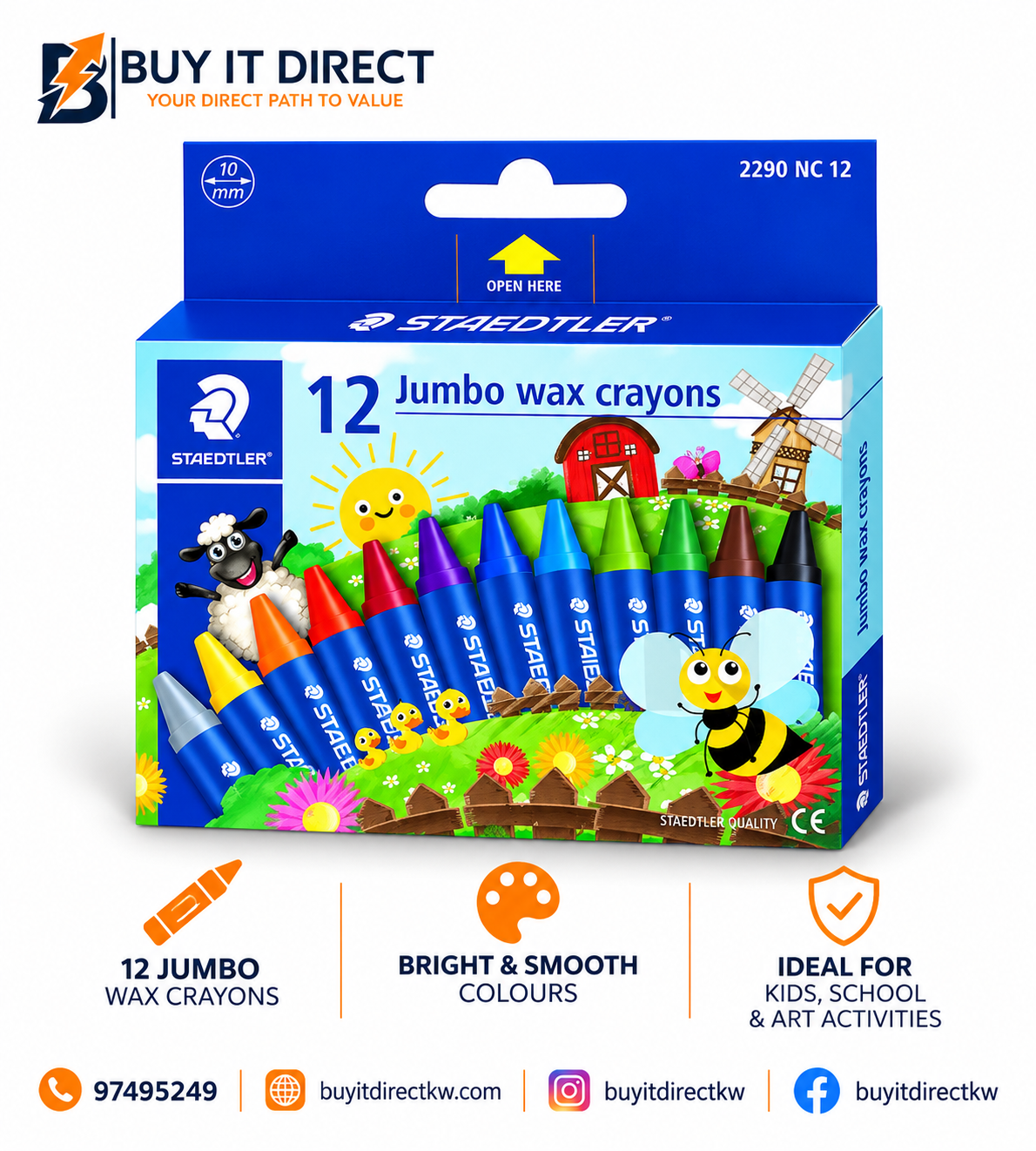 STAEDTLER 12 Jumbo Wax Crayons
