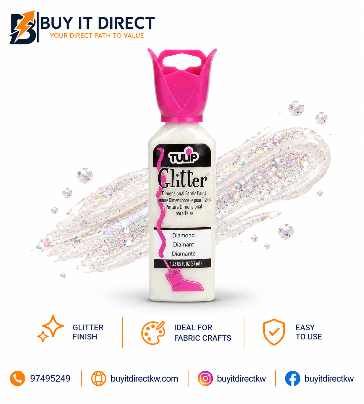 Glitter Fabric Paint Diamond 37 ml