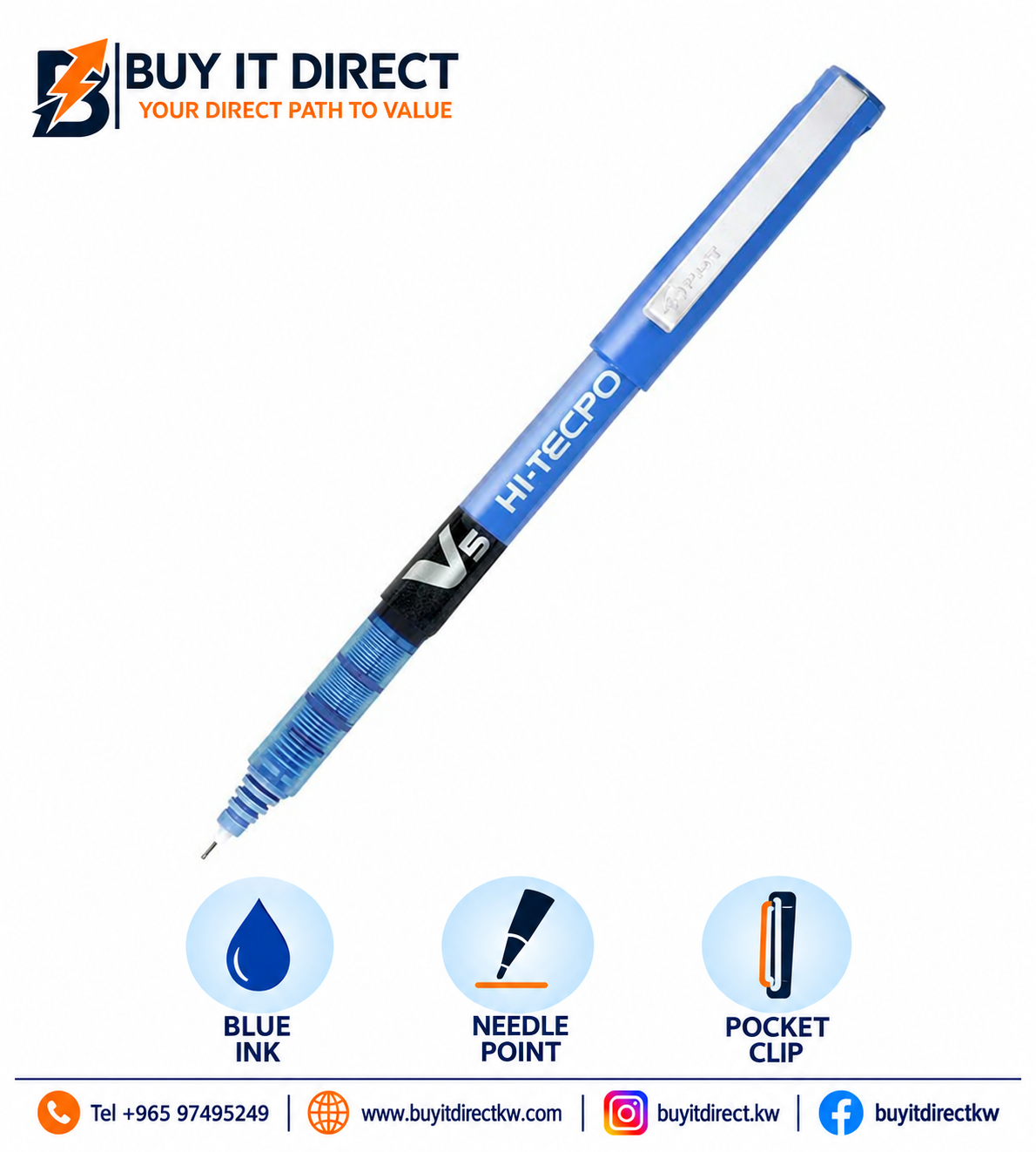 قلم Pilot Hi-Tecpoint V5 أزرق