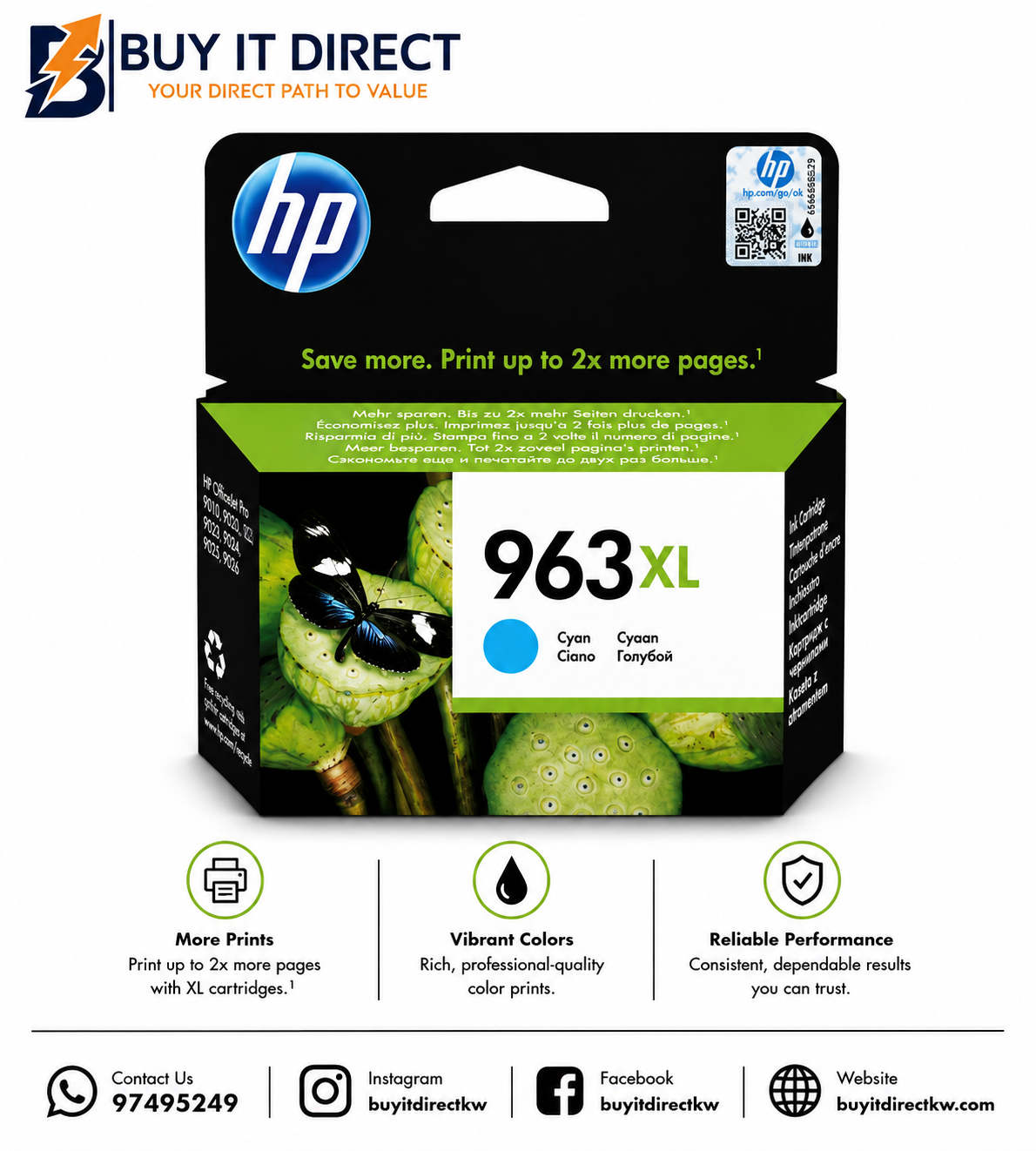 HP 963XL High Yield Cyan Original Ink Cartridge