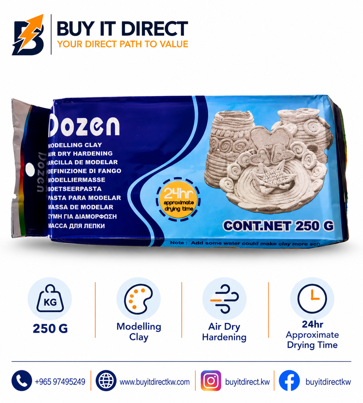 Dozen Modelling Clay White 250g