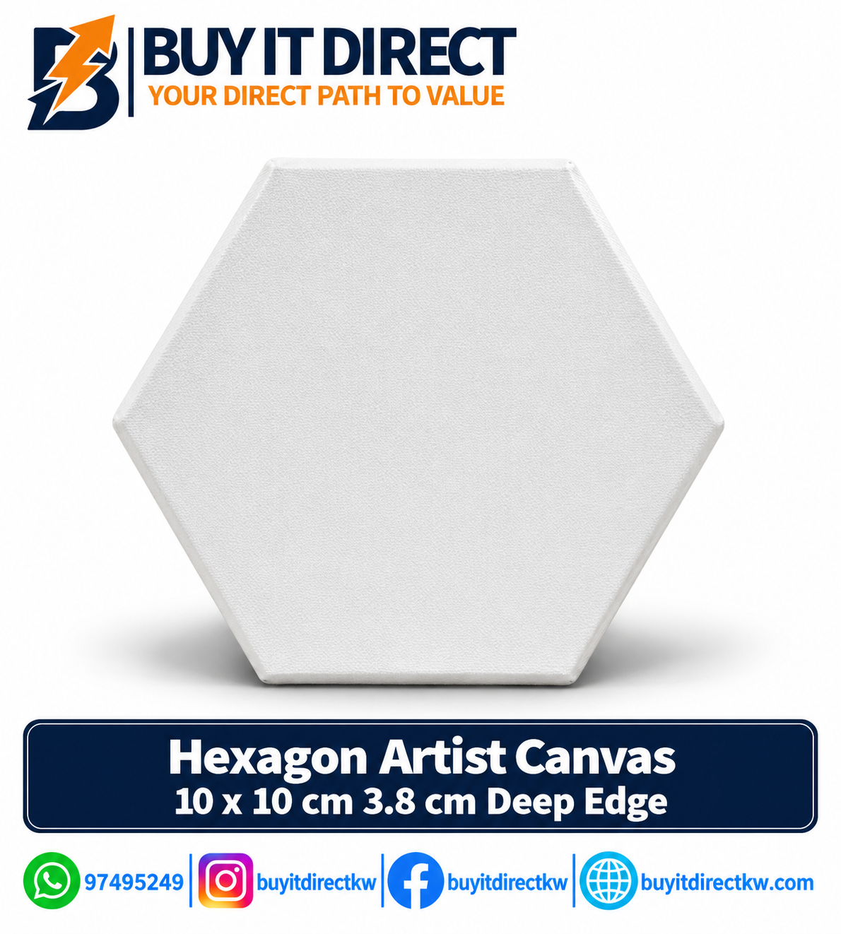 Hexagon shape Artist canvas 3.8cm 10x10 cm