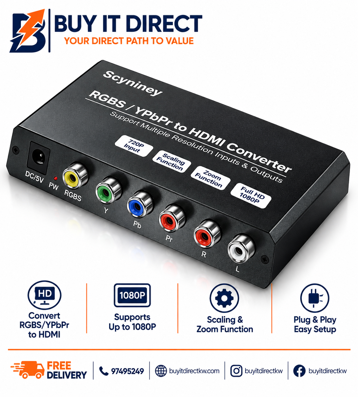 RGB Input to HDMI Output Converter Powered