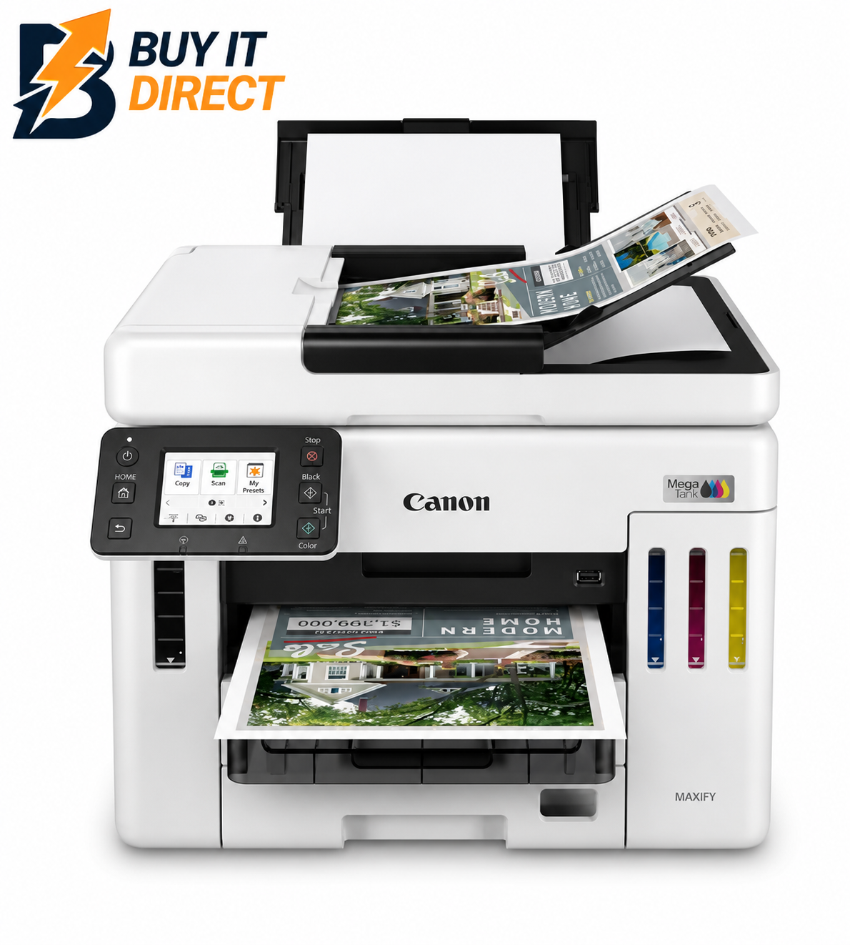 طابعة Canon MAXIFY GX7140 MegaTank التجارية متعددة الوظائف 4 في 1 – واي فاي/ إيثرنت/ طباعة على الوجهين/ تغذية تلقائية مزدوجة
