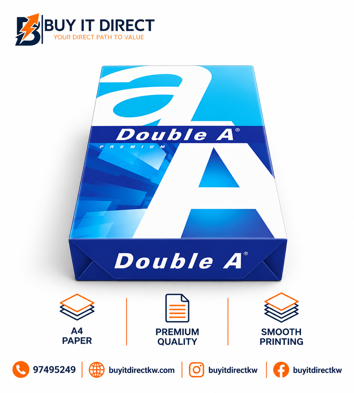 Double A A4 Copy Paper 80 GSM 500 Sheets