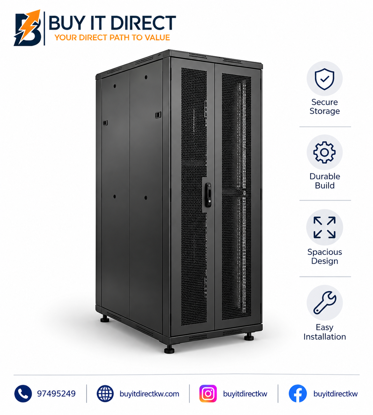 Toten 47U 800X1200 Standing Server Cabinet with Front and Back Mesh Doors