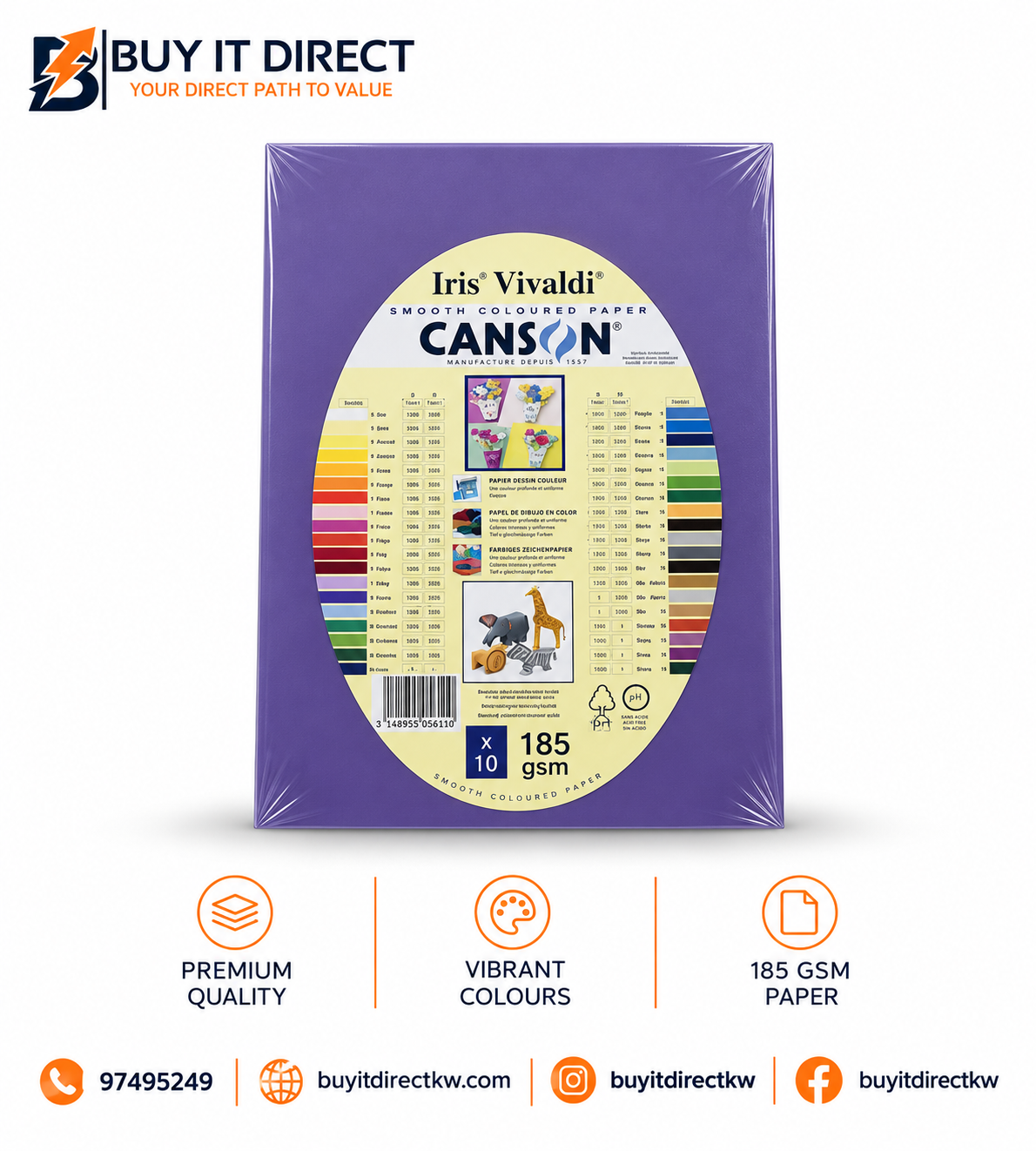 Iris Vivaldi Canson Paper A4 185 GSM 10 Sheets Violet