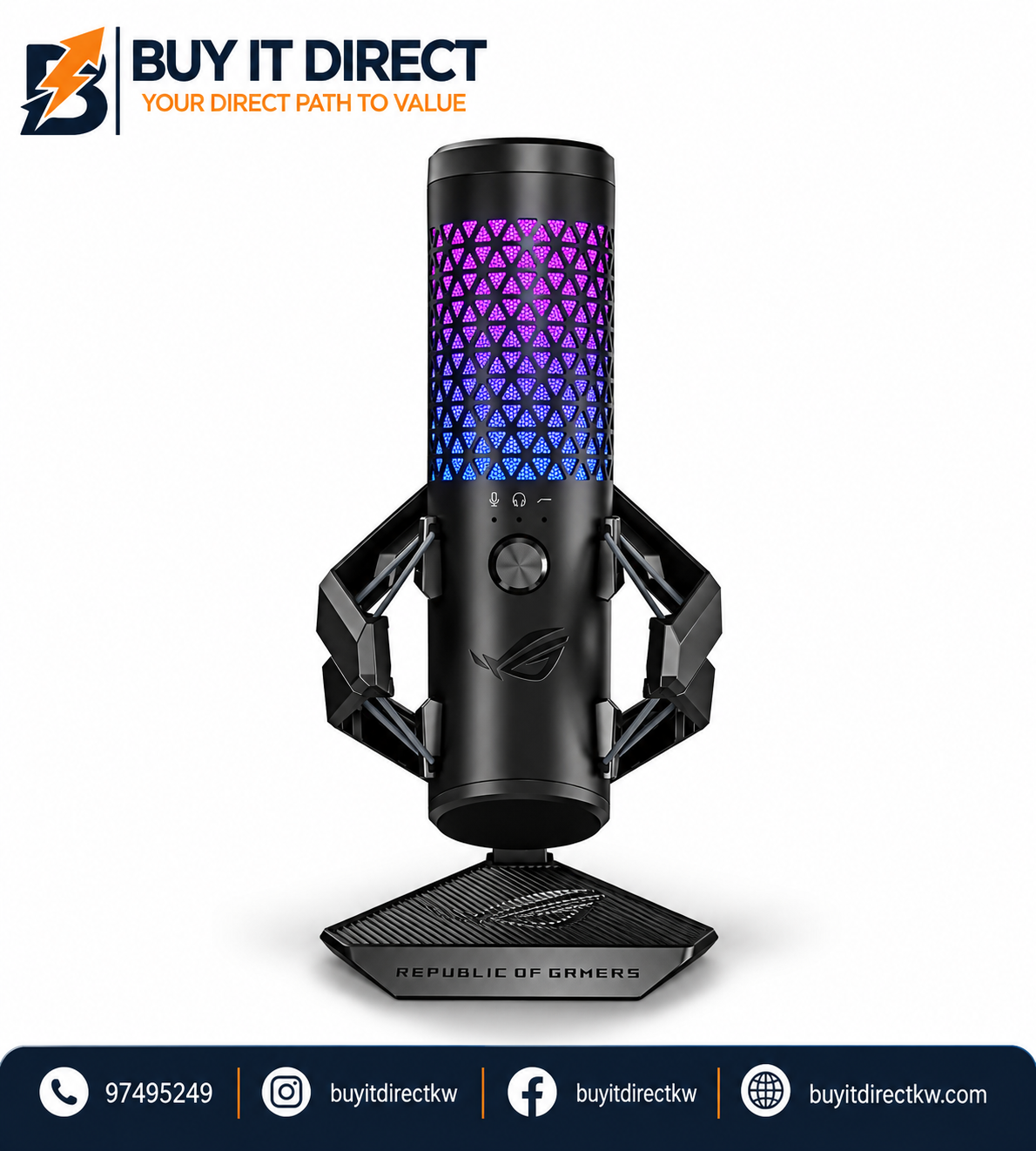 ASUS ROG Carnyx C501 Professional Cardioid Condenser RGB Gaming Microphone Black