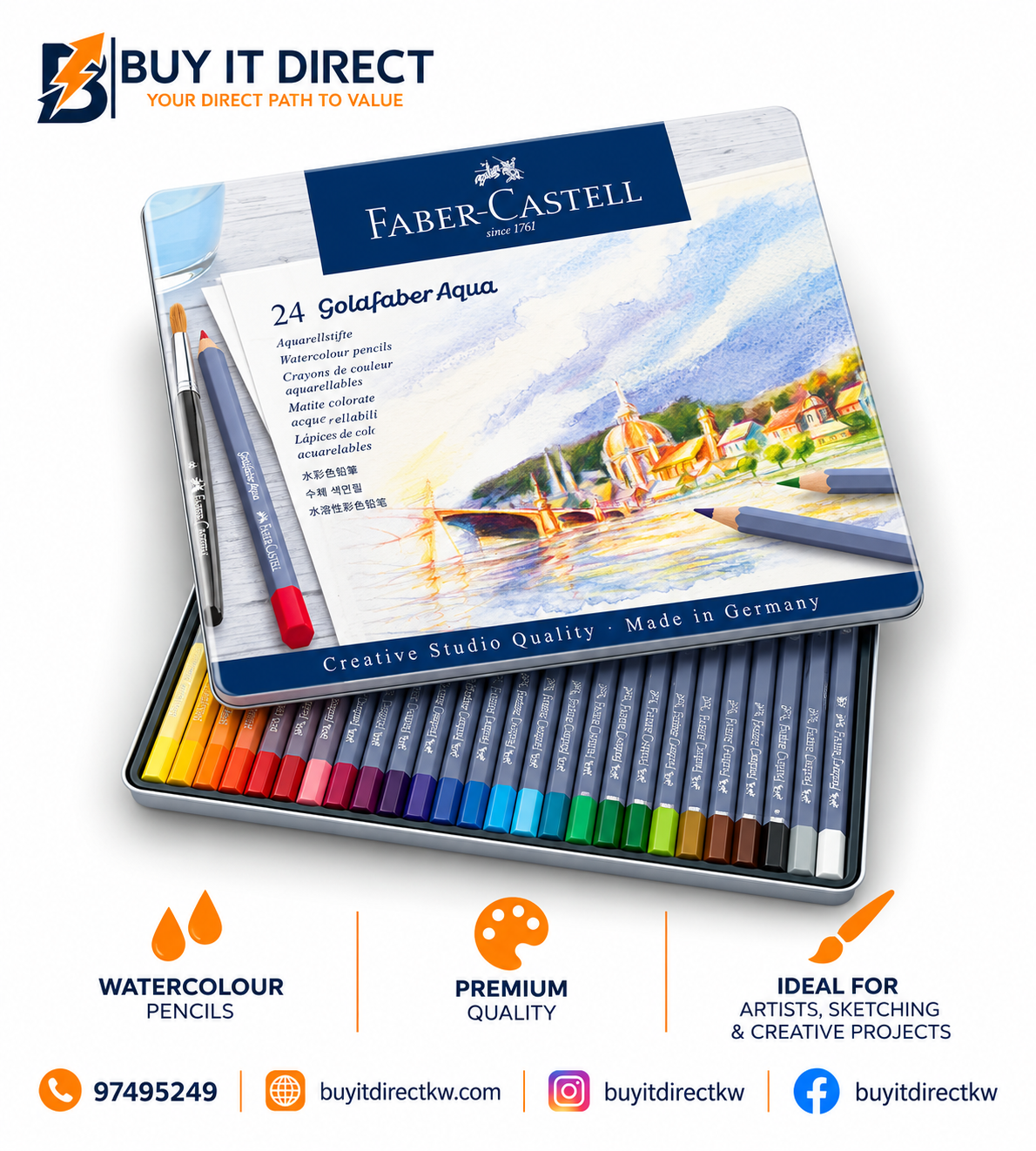 Faber-Castell 24 Goldfaber Aqua Watercolour Pencils