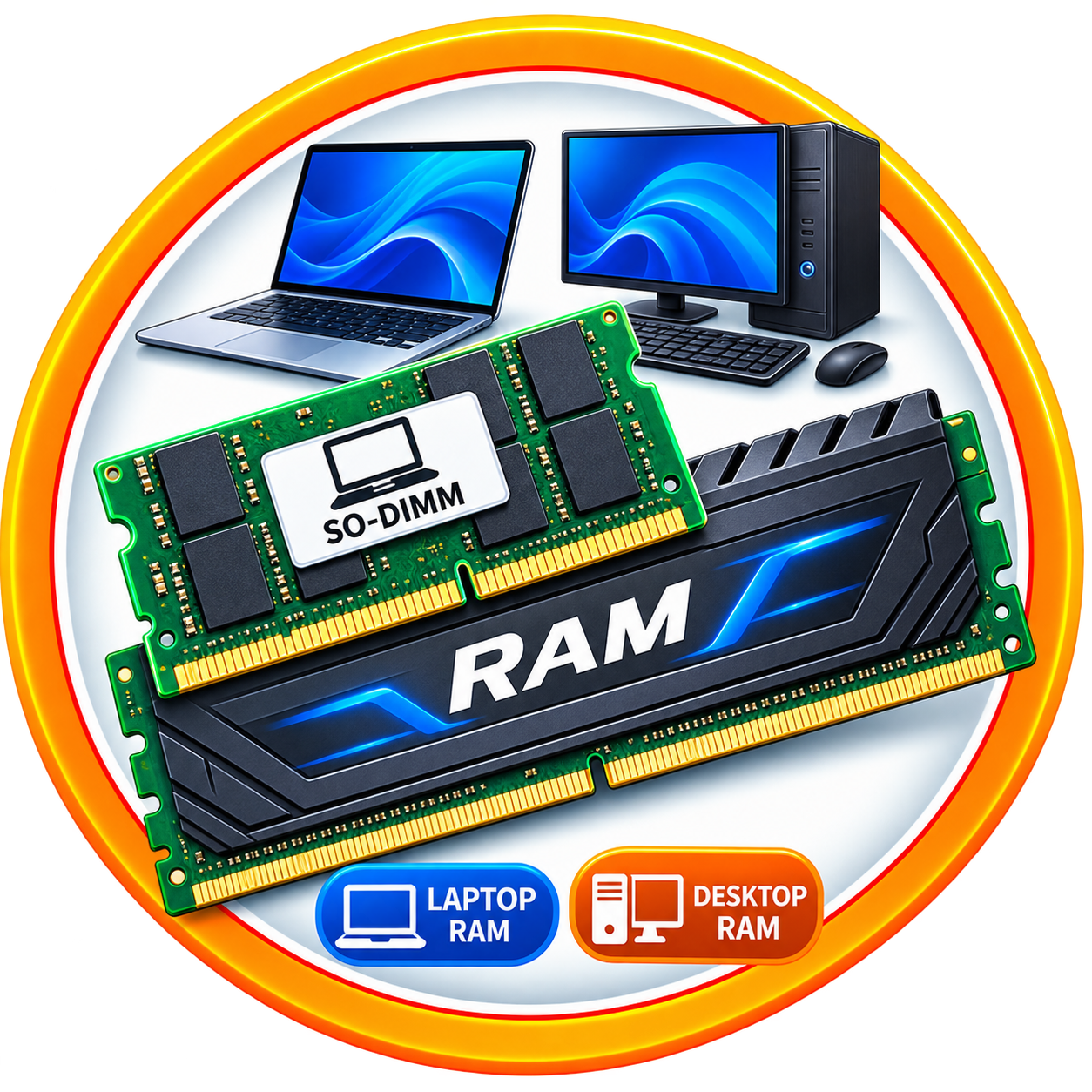 ذاكرة RAM للابتوب والكمبيوتر المكتبي
